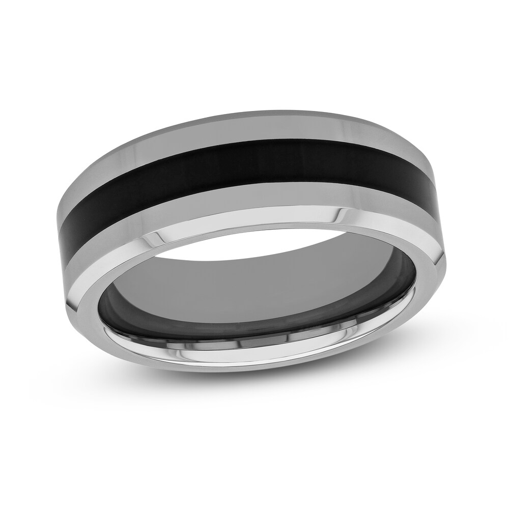 Wedding Band Black Tungsten 8.0mm TbMucdk3