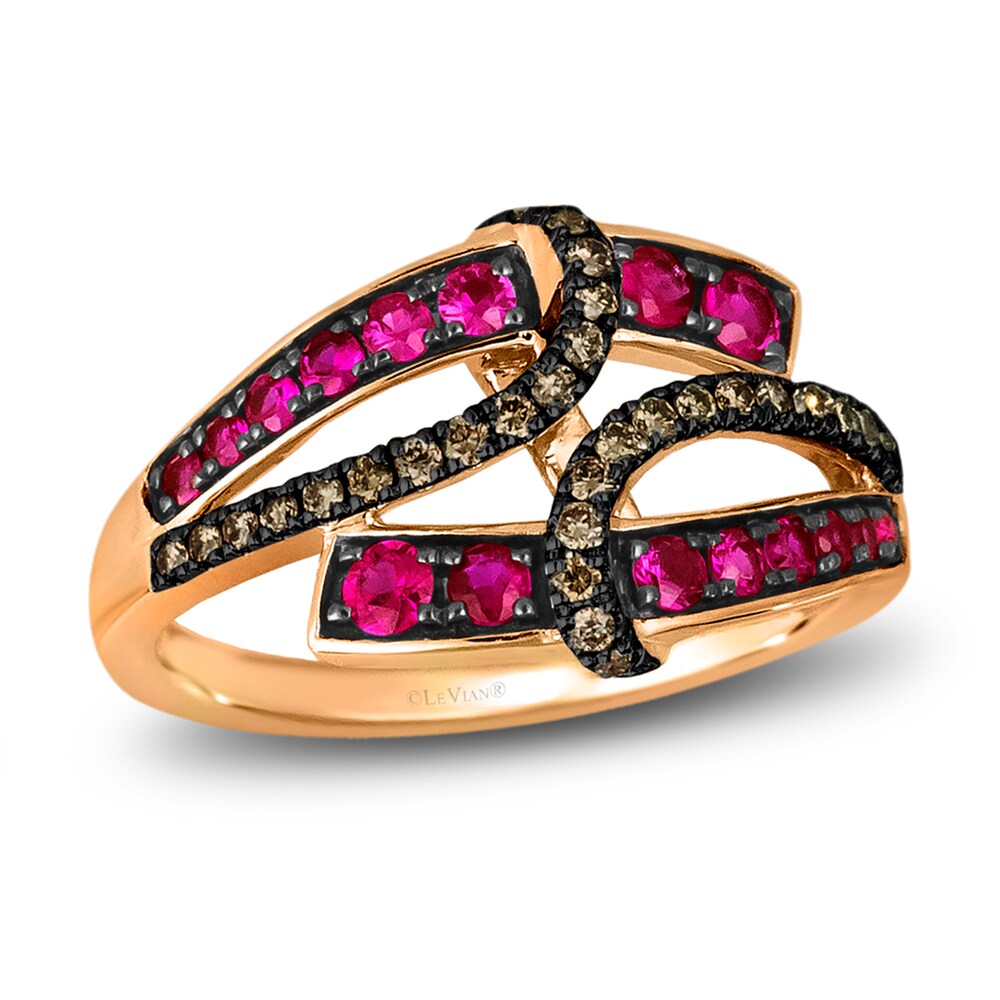 Le Vian Wrapped In Chocolate Natural Pink Sapphire Ring 1/5 ct tw Diamonds 14K Strawberry Gold TbfgbfXH