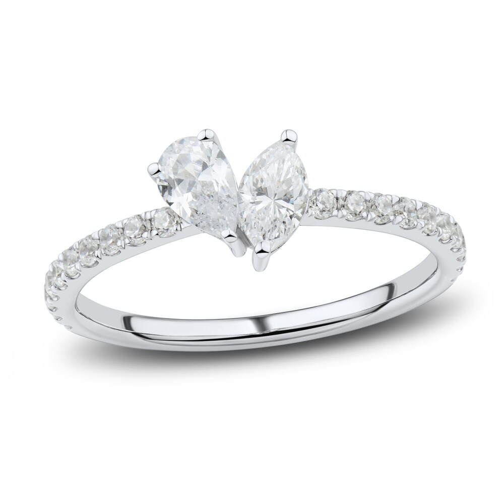 Diamond Two-Stone Engagement Ring 3/4 ct tw Round 14K White Gold TdQWjCp8