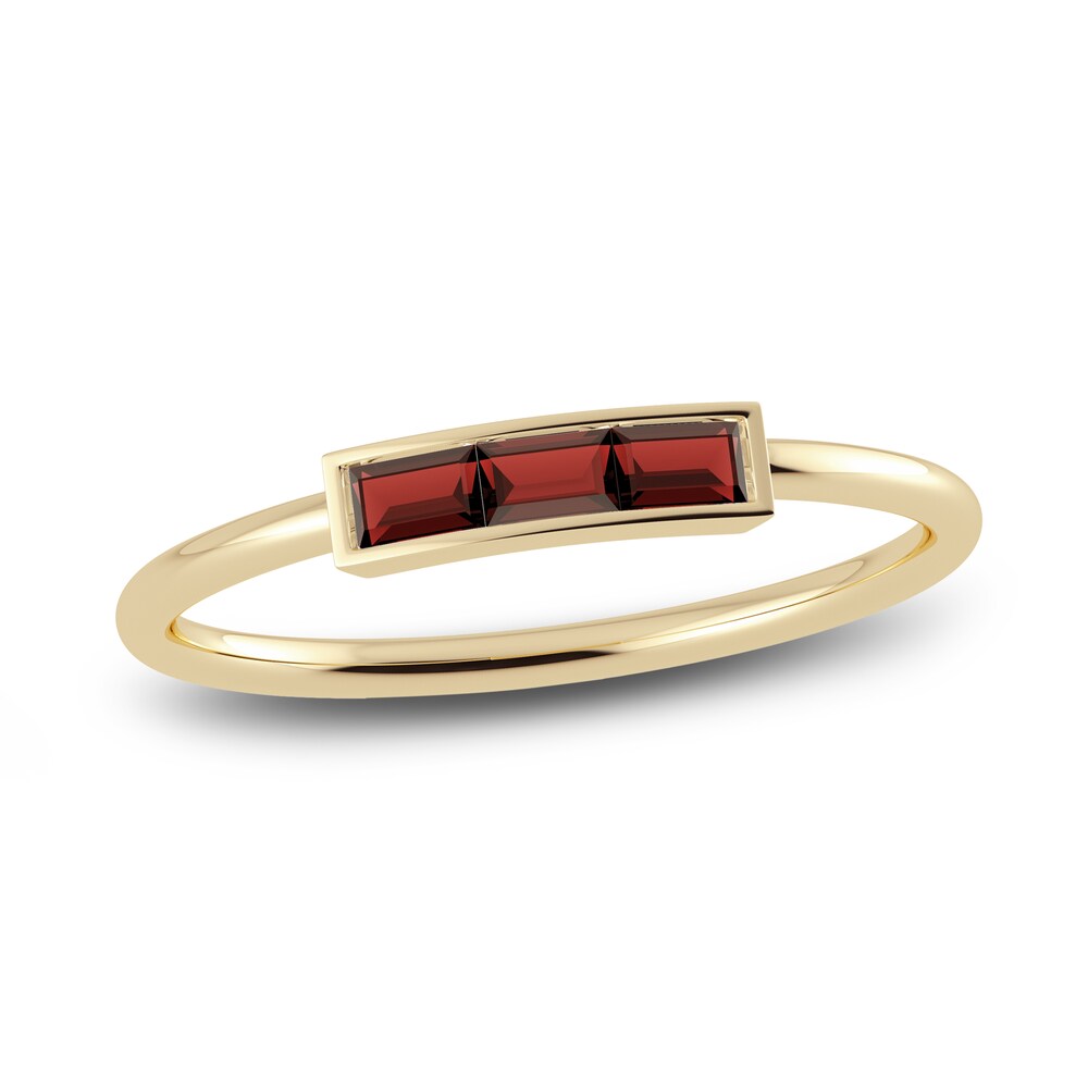 Juliette Maison Natural Garnet Baguette Bar Ring 10K Yellow Gold Tg0GZl1X