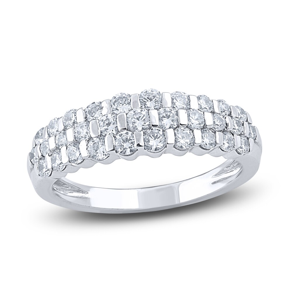 Diamond Bar Anniversary Band 1 ct tw Round 14K White Gold ThfmOBMI