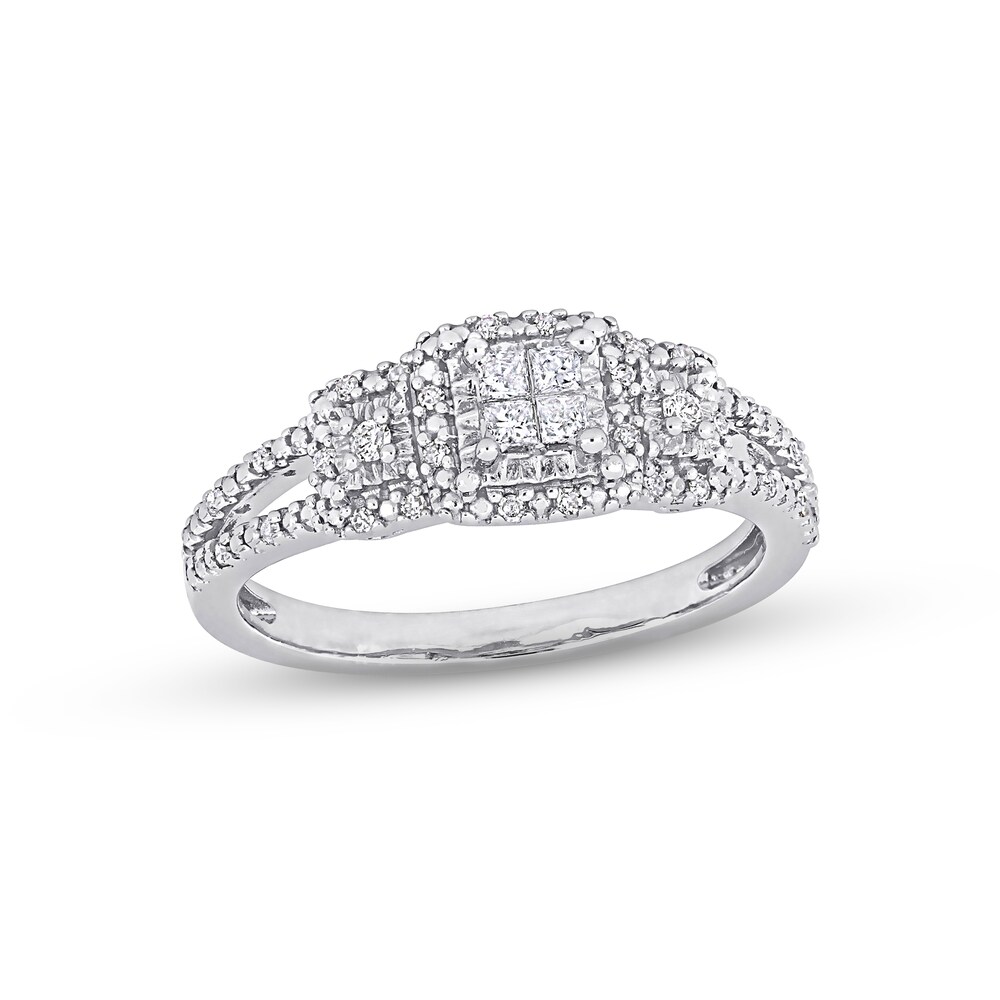 Diamond Ring 1/6 ct tw Princess/Round Sterling Silver TlaGSfaa