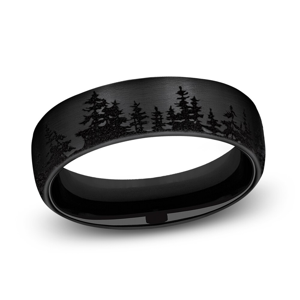 Tree Wedding Band Black Titanium 6.5mm UaIKs6xd