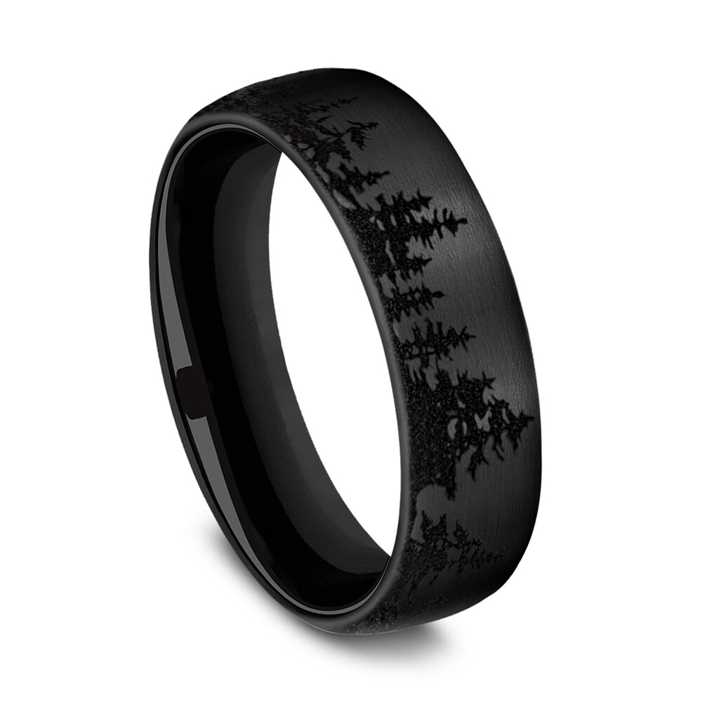 Tree Wedding Band Black Titanium 6.5mm UaIKs6xd