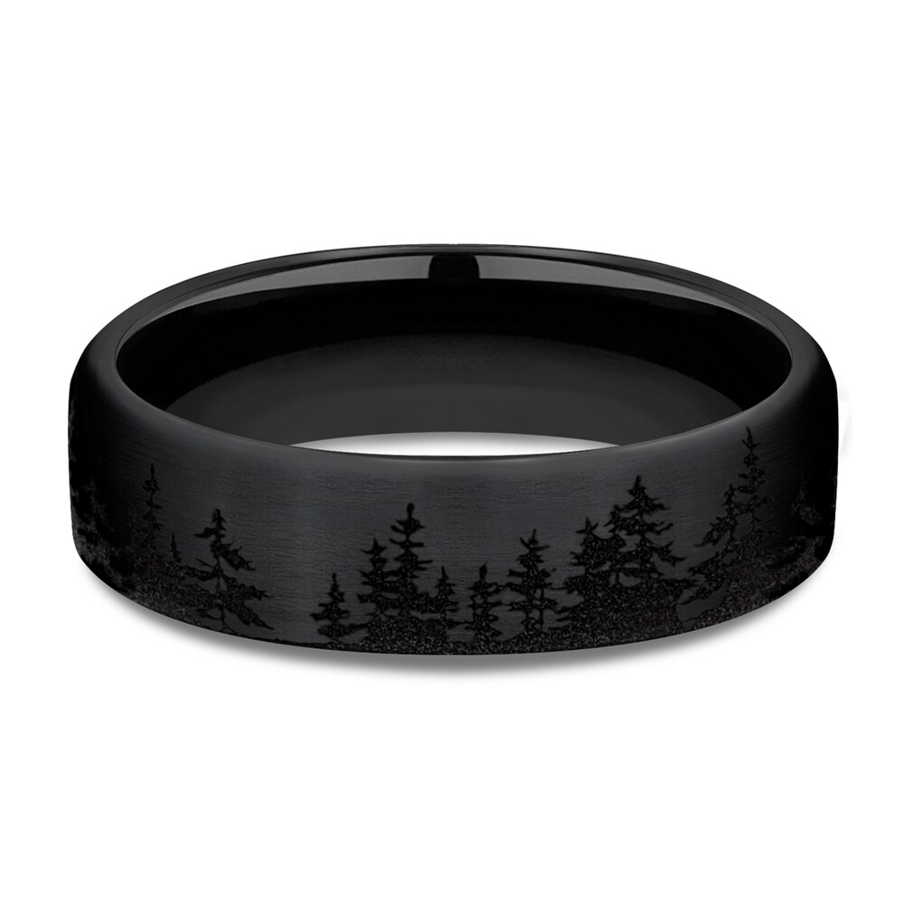 Tree Wedding Band Black Titanium 6.5mm UaIKs6xd