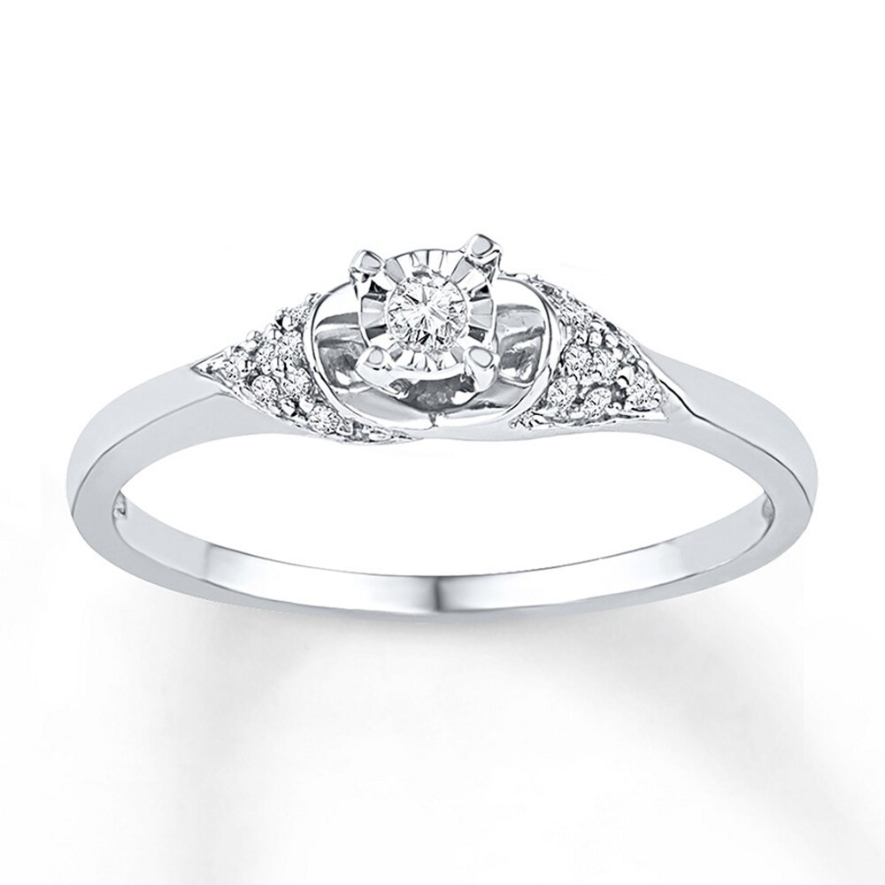 Diamond Promise Ring 1/10 ct tw Round-cut 10K White Gold UkGJqhxT