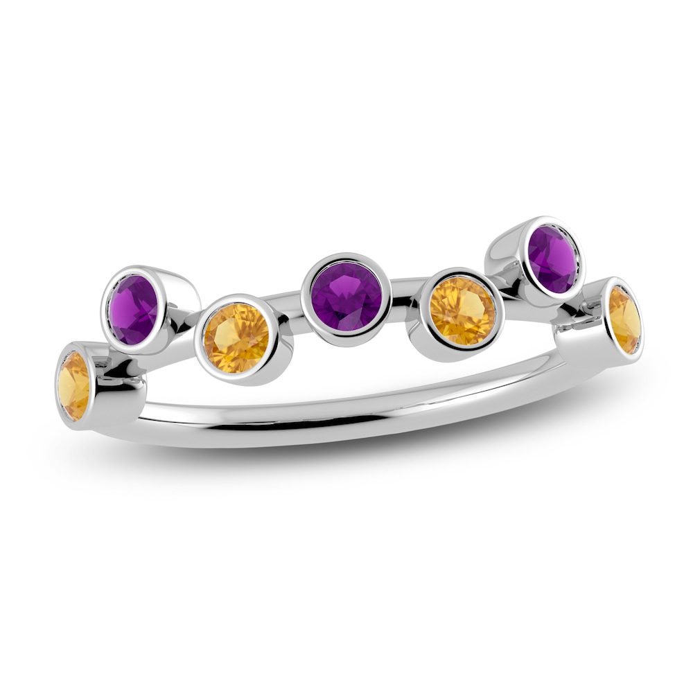 Juliette Maison Natural Amethyst & Natural Orange Citrine Ring 10K White Gold UoUxqgRb