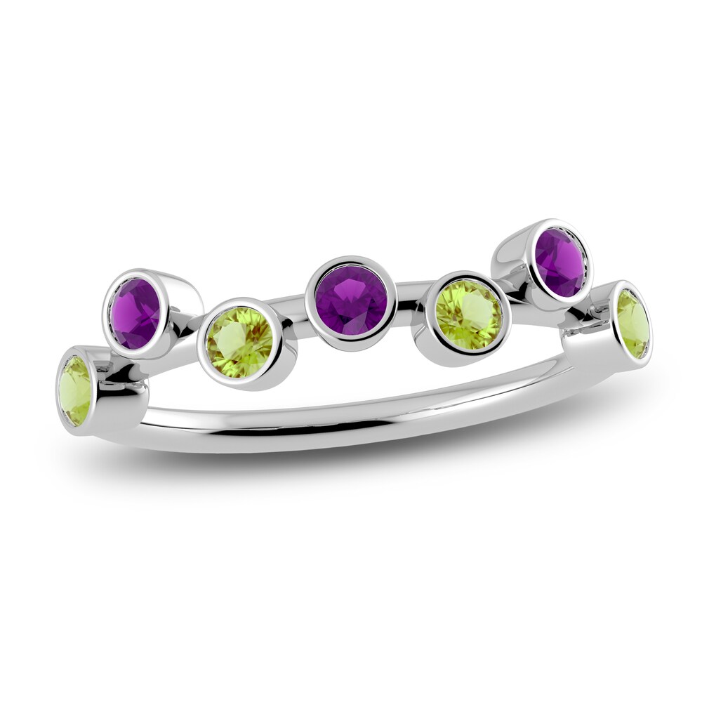 Juliette Maison Natural Peridot & Natural Amethyst Ring 10K White Gold Up8pTZhF