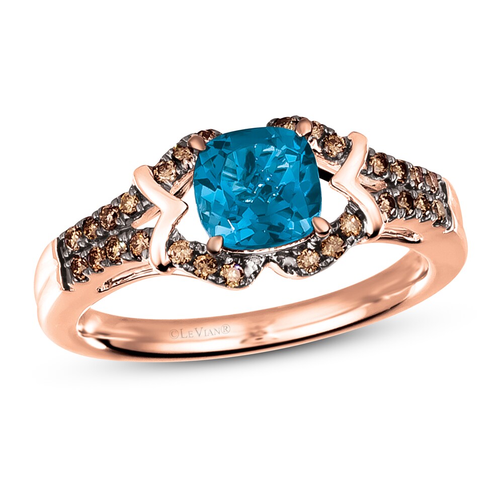 Le Vian Natural Blue Topaz Ring 1/5 ct tw Diamonds 14K Strawberry Gold UqvOlngP