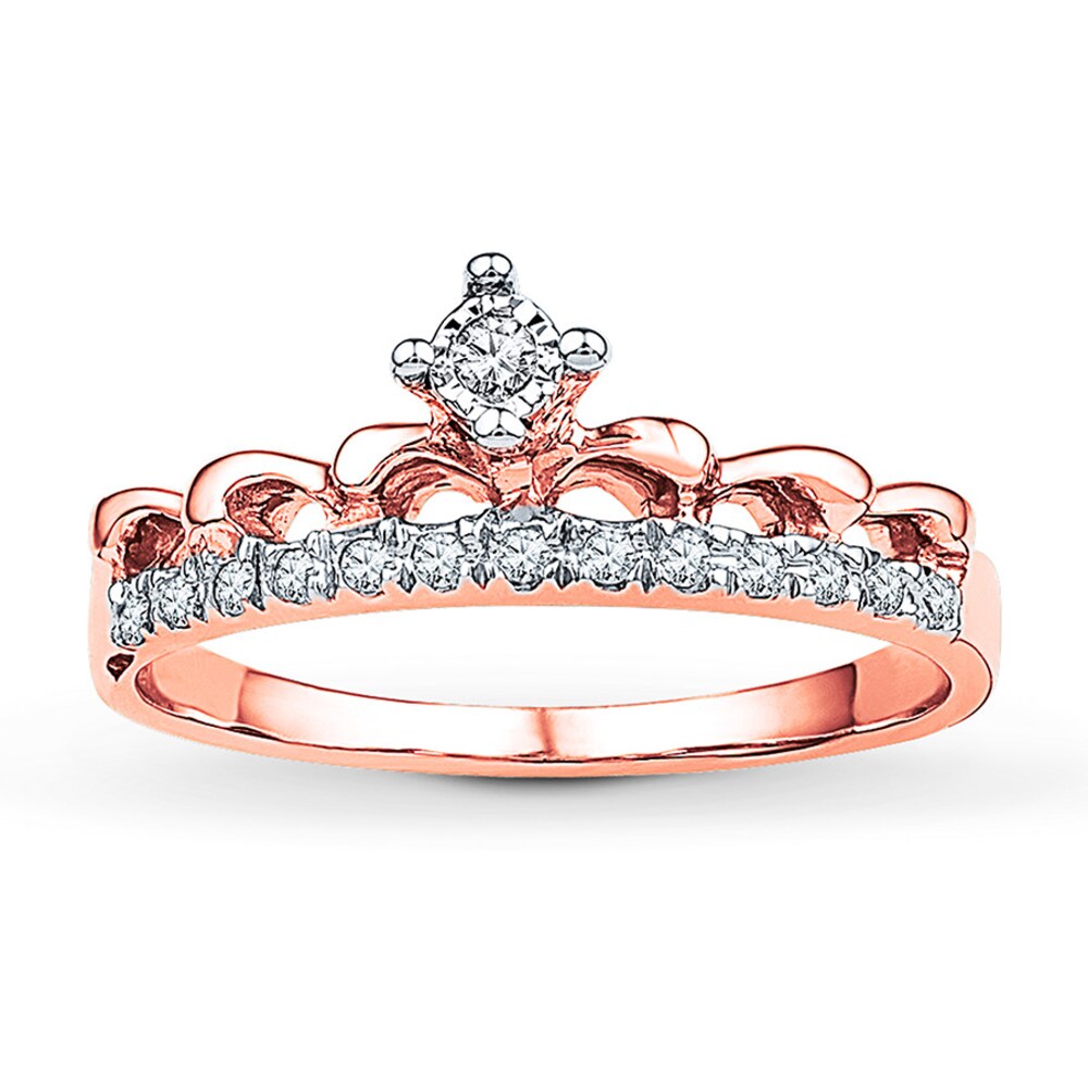 Crown Ring 1/10 ct tw Diamonds 10K Rose Gold UtQK1zhx