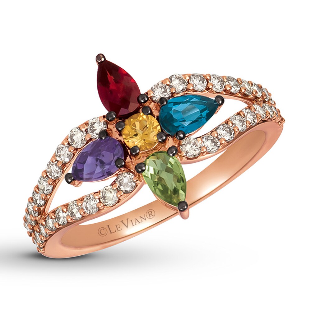 Le Vian Multi-Color Rainbow Ring 14K Strawberry Gold V0ByiXPr [V0ByiXPr]