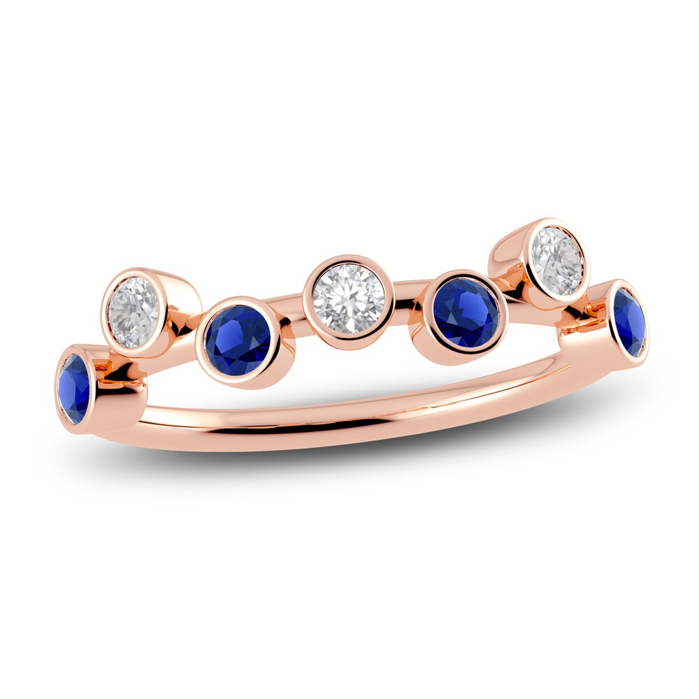 Juliette Maison Natural White Sapphire & Natural Blue Sapphire Ring 10K Rose Gold VC2AAhVX