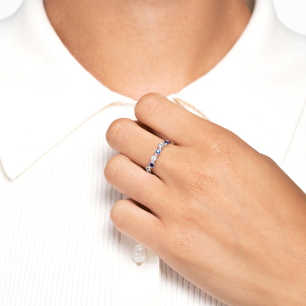 Juliette Maison Natural White Sapphire & Natural Blue Sapphire Ring 10K Rose Gold VC2AAhVX