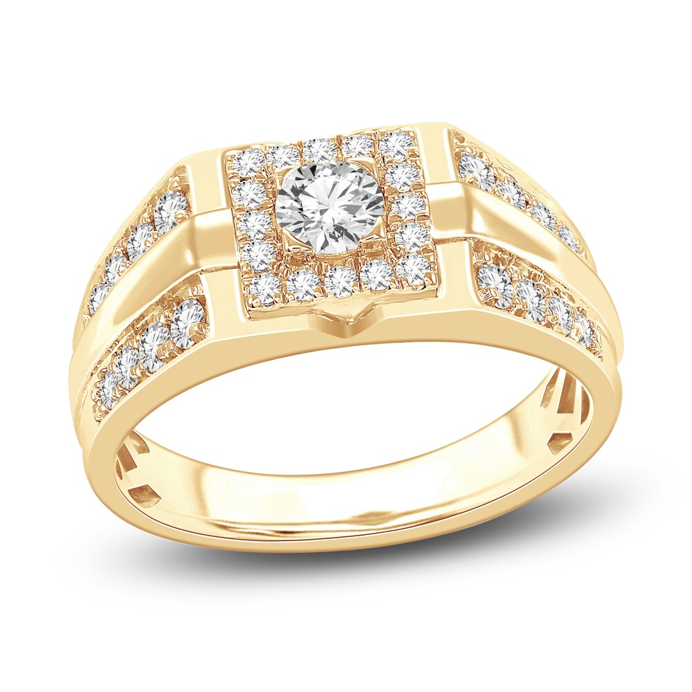 Men's Diamond Ring 1 ct tw Round 14K Yellow Gold VDoaFlV9