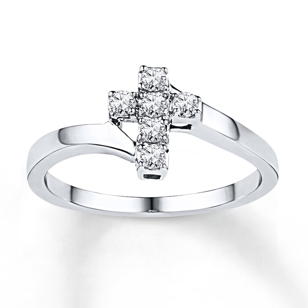 Cross Ring 1/5 ct tw Diamonds Sterling Silver VE3FSQGB