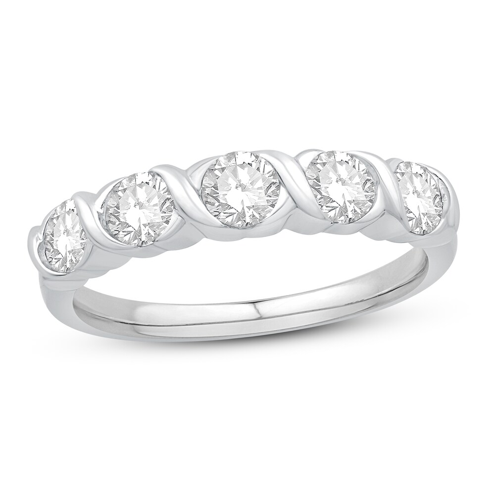 Diamond Anniversary Ring 1 ct tw Round 14K White Gold VFnbgxdA