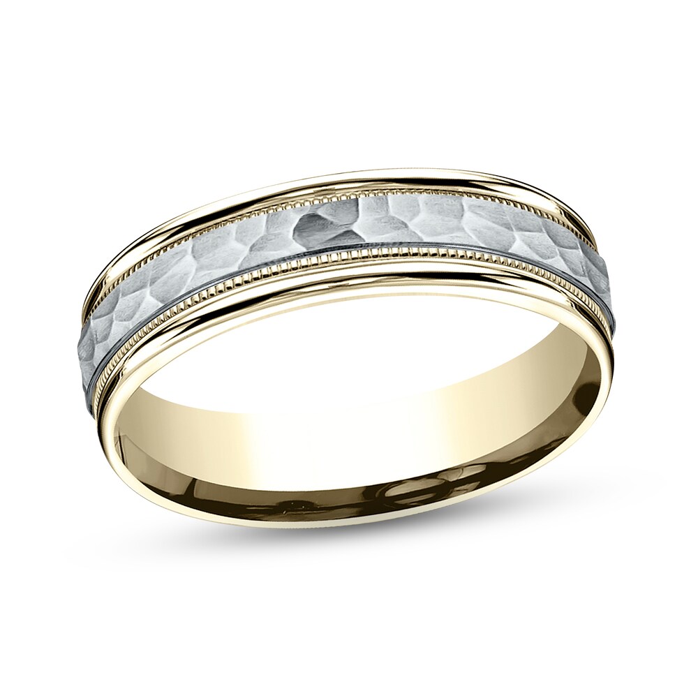 Hammered Wedding Band 10K Two-Tone Gold 6mm VGBLxdSS