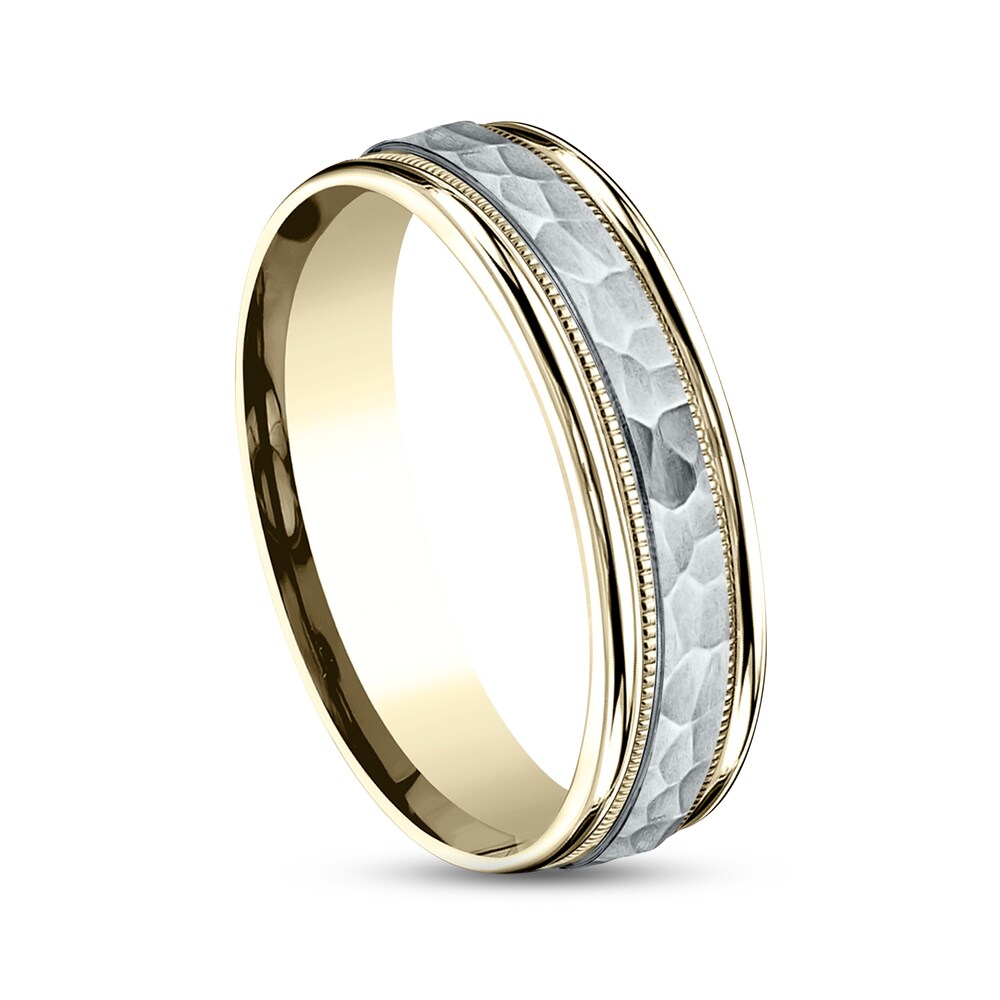 Hammered Wedding Band 10K Two-Tone Gold 6mm VGBLxdSS