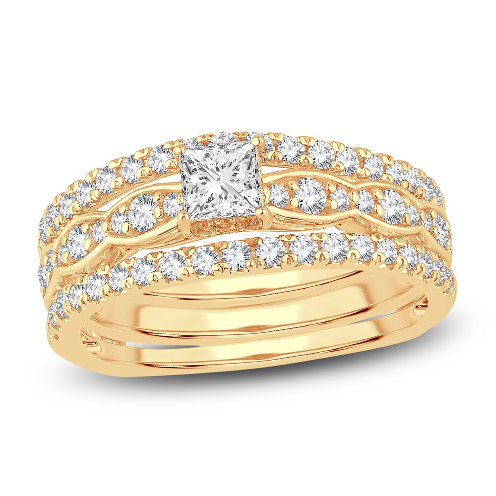 Diamond Bridal Set 1 ct tw Princess/Round 14K Yellow Gold VNIaP807