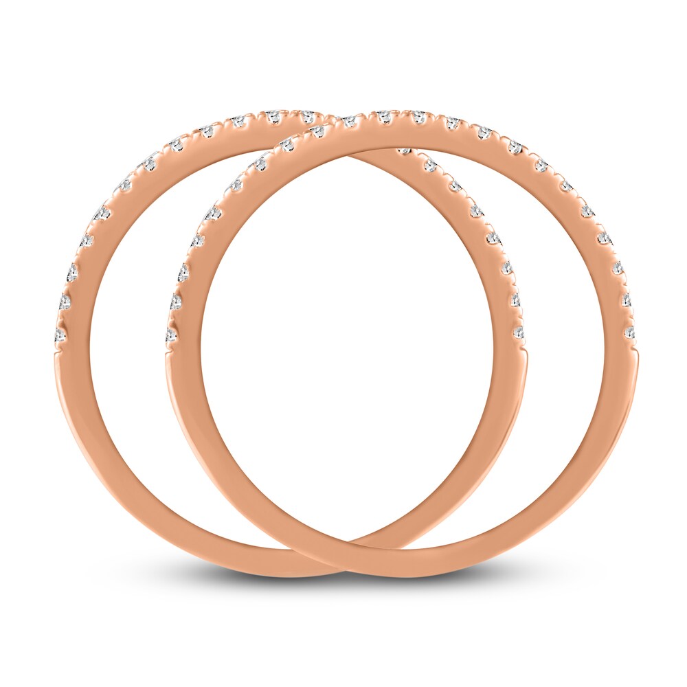 Diamond Double Wedding Band Set 1/4 ct tw 14K Rose Gold VTfnniL6