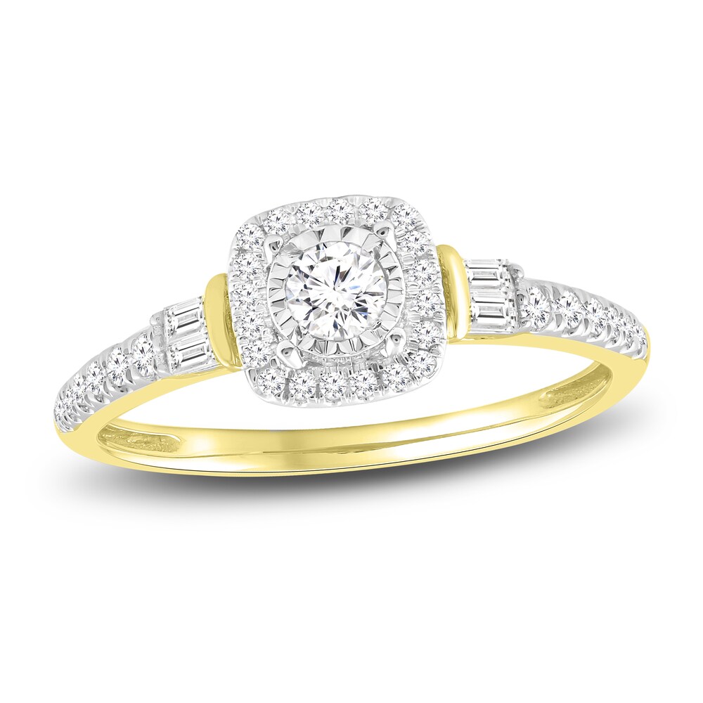 Diamond Ring 3/8 ct tw Round/Baguette 10K Yellow Gold Va0PfHHe