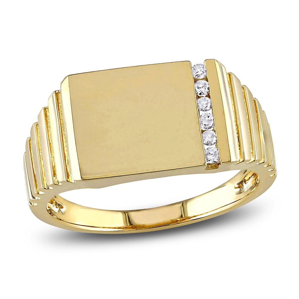 Men\'s Diamond Ring 1/10 ct tw Round 10K Yellow Gold VbiLehr8