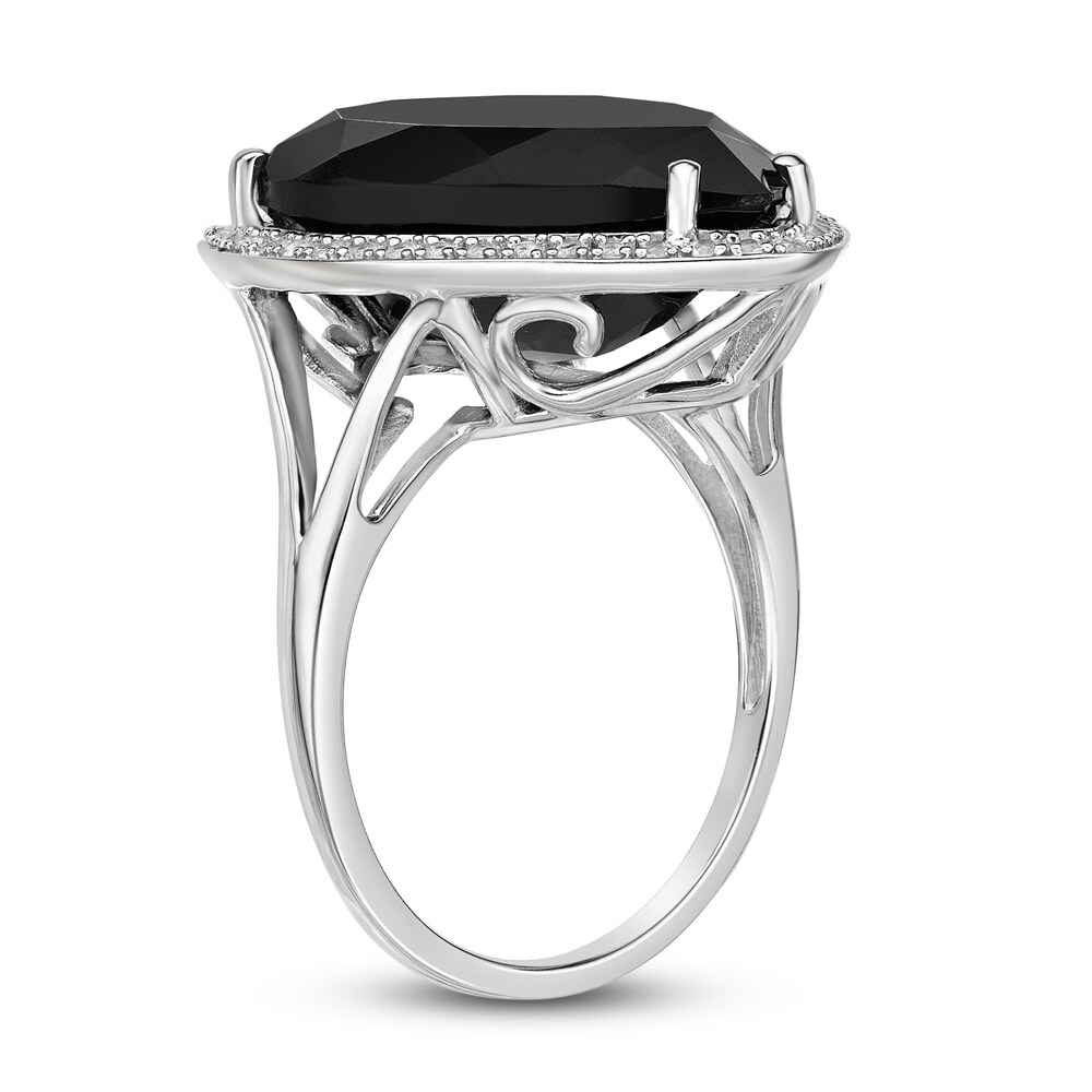 Natural Onyx & Natural White Topaz Ring Sterling Silver VdqjSv8t