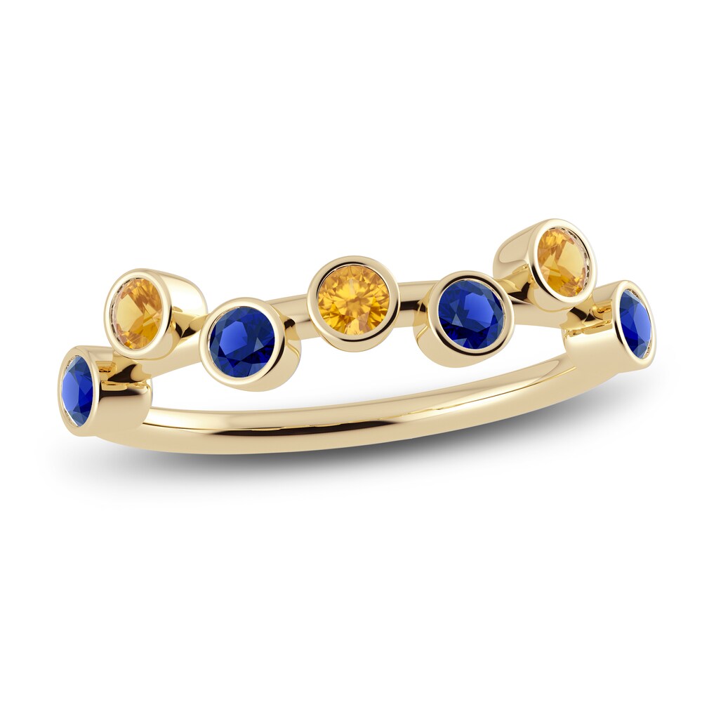 Juliette Maison Natural Citrine & Natural Blue Sapphire Ring 10K Yellow Gold Vn1yhJbO