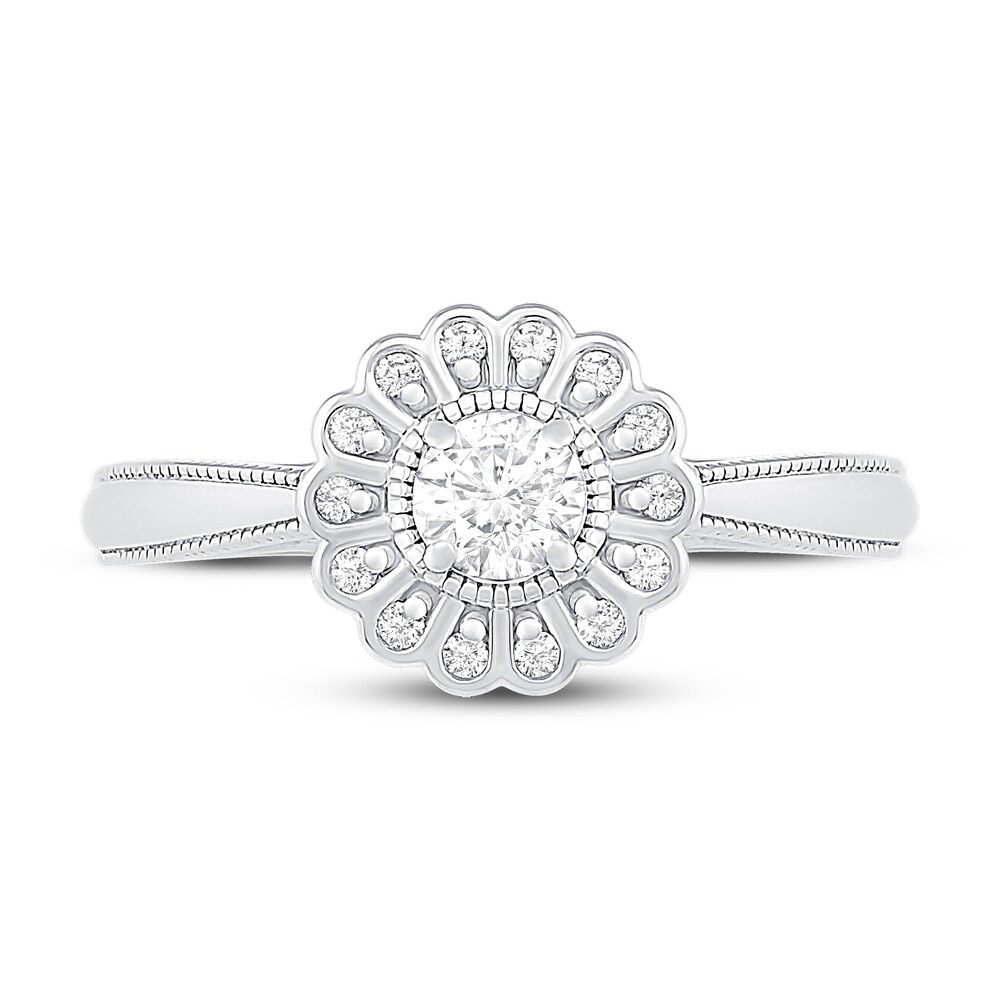 Diamond Ring 1/3 ct tw Round 14K White Gold VnfdBCdW