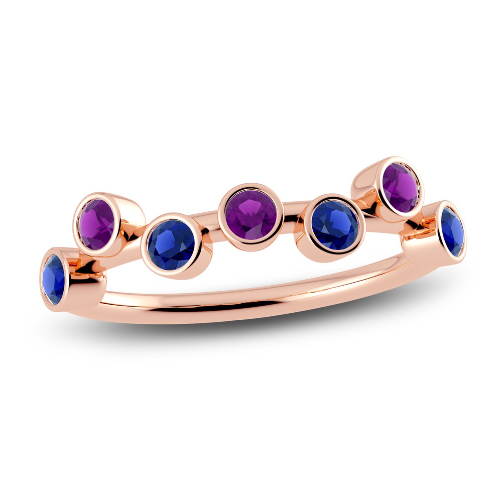 Juliette Maison Natural Amethyst & Natural Blue Sapphire Ring 10K Rose Gold VnsHzzCG