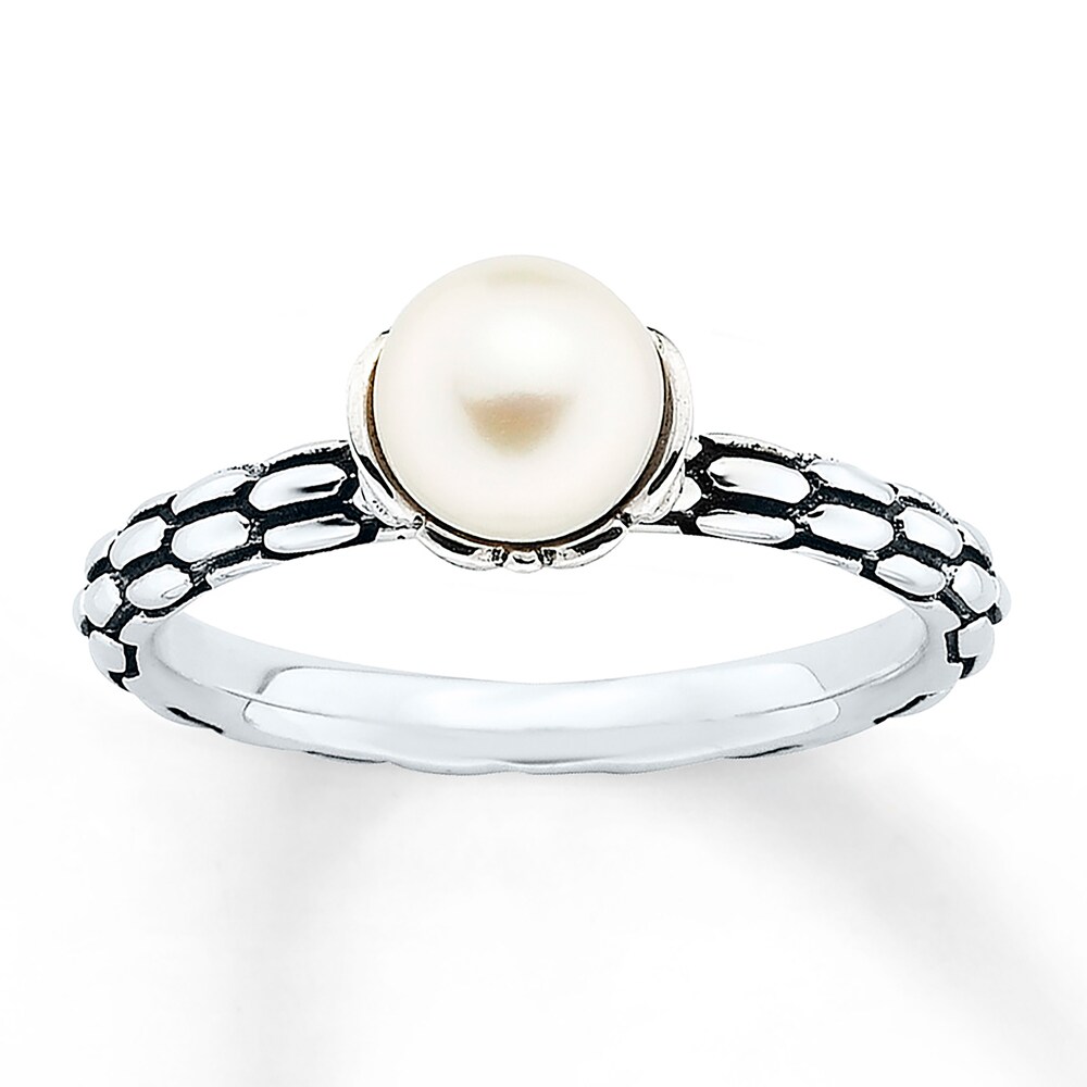 Stackable Ring Freshwater Cultured Pearl Sterling Silver VoXfgyUw