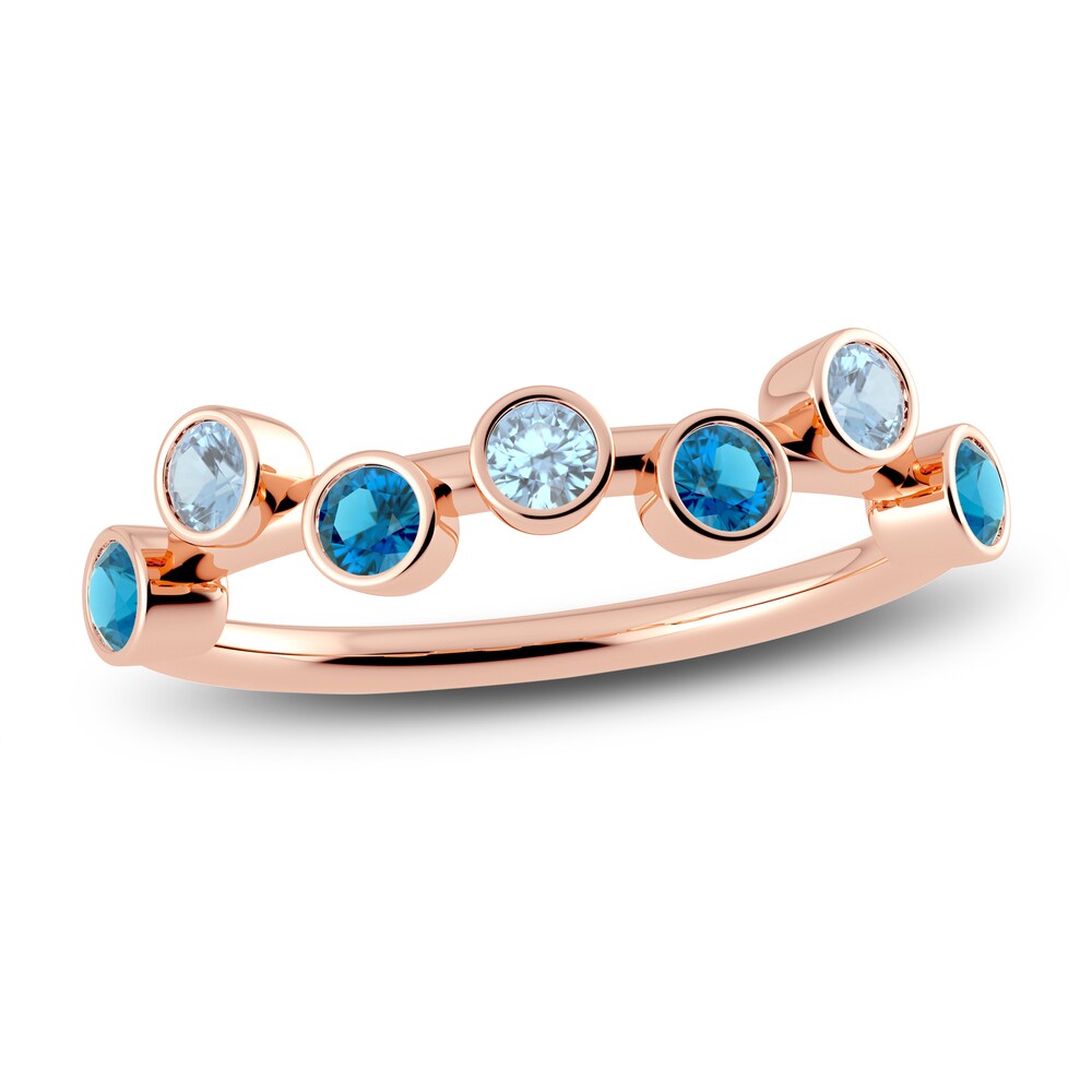 Juliette Maison Natural Aquamarine & Natural Blue Zircon Ring 10K Rose Gold VuyfsDcj