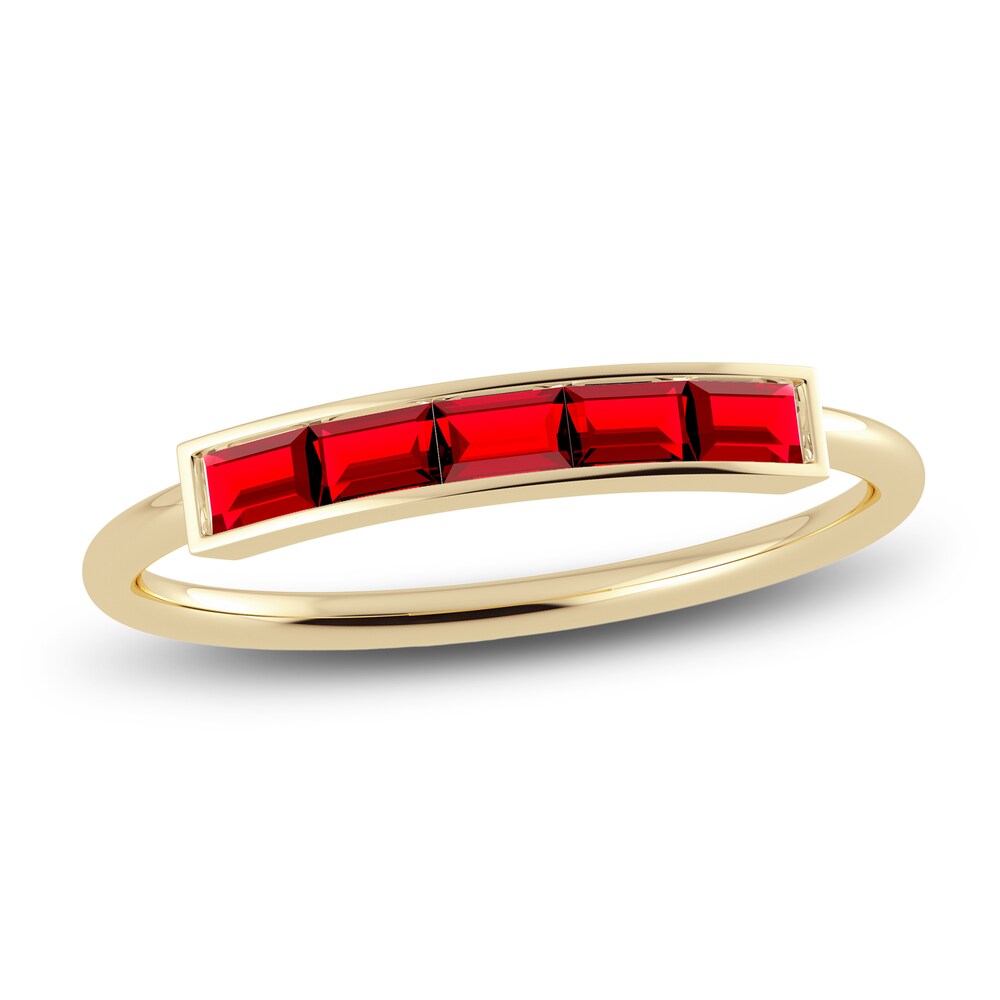 Juliette Maison Natural Ruby Baguette Bar Ring 10K Yellow Gold VvzoC1xY