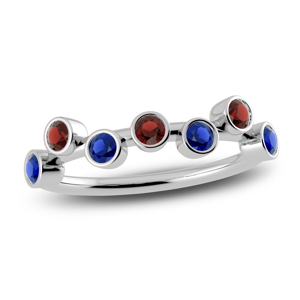 Juliette Maison Natural Garnet & Natural Blue Sapphire Ring 10K White Gold VzbiwpuC