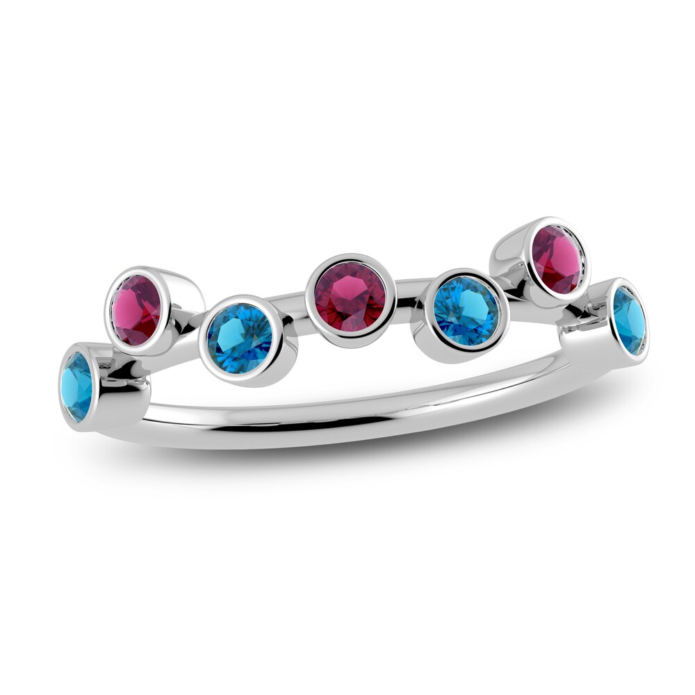 Juliette Maison Natural Rhodolite Garnet & Natural Blue Zircon Ring 10K White Gold W10KfRmC [W10KfRmC]