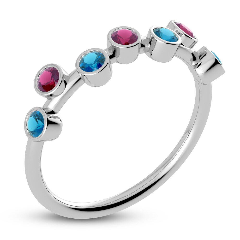 Juliette Maison Natural Rhodolite Garnet & Natural Blue Zircon Ring 10K White Gold W10KfRmC