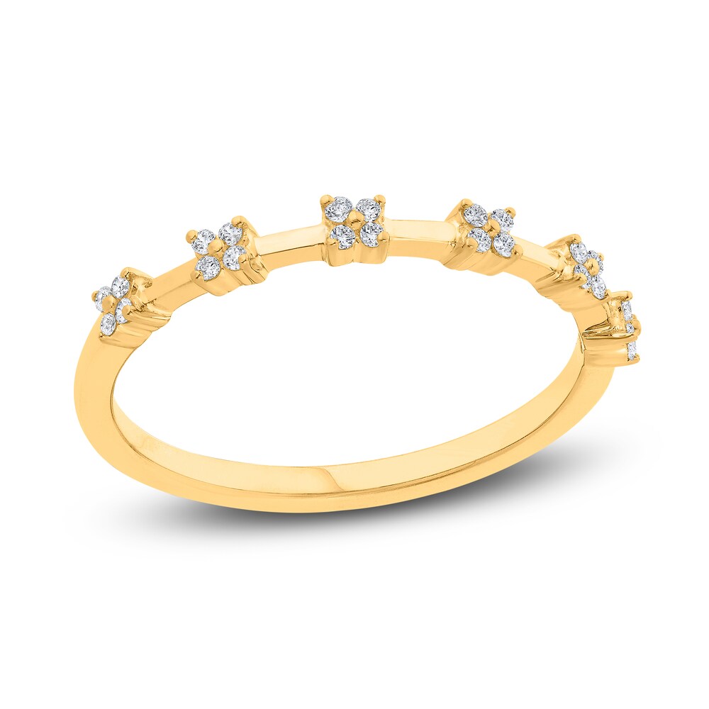 Diamond Floral Ring 1/8 ct tw Round 10K Yellow Gold W1Z5wMlJ