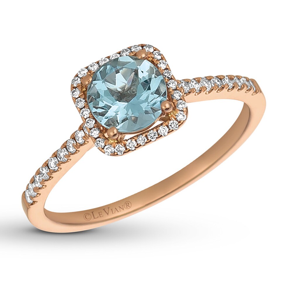 Le Vian Aquamarine & Sapphire Ring 1/5 ct tw Diamonds 14K Strawberry Gold WCZzKAPD