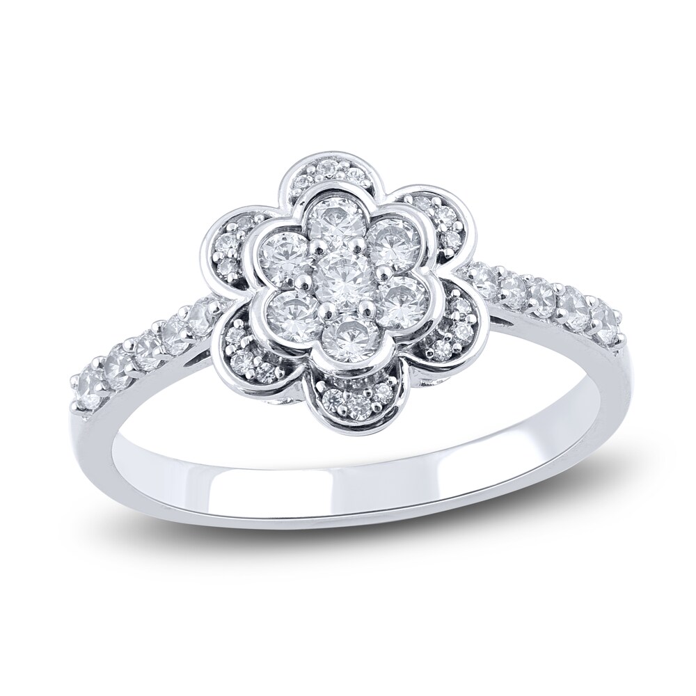 Diamond Flower Ring 1/2 ct tw Round 14K White Gold WClKHG2G