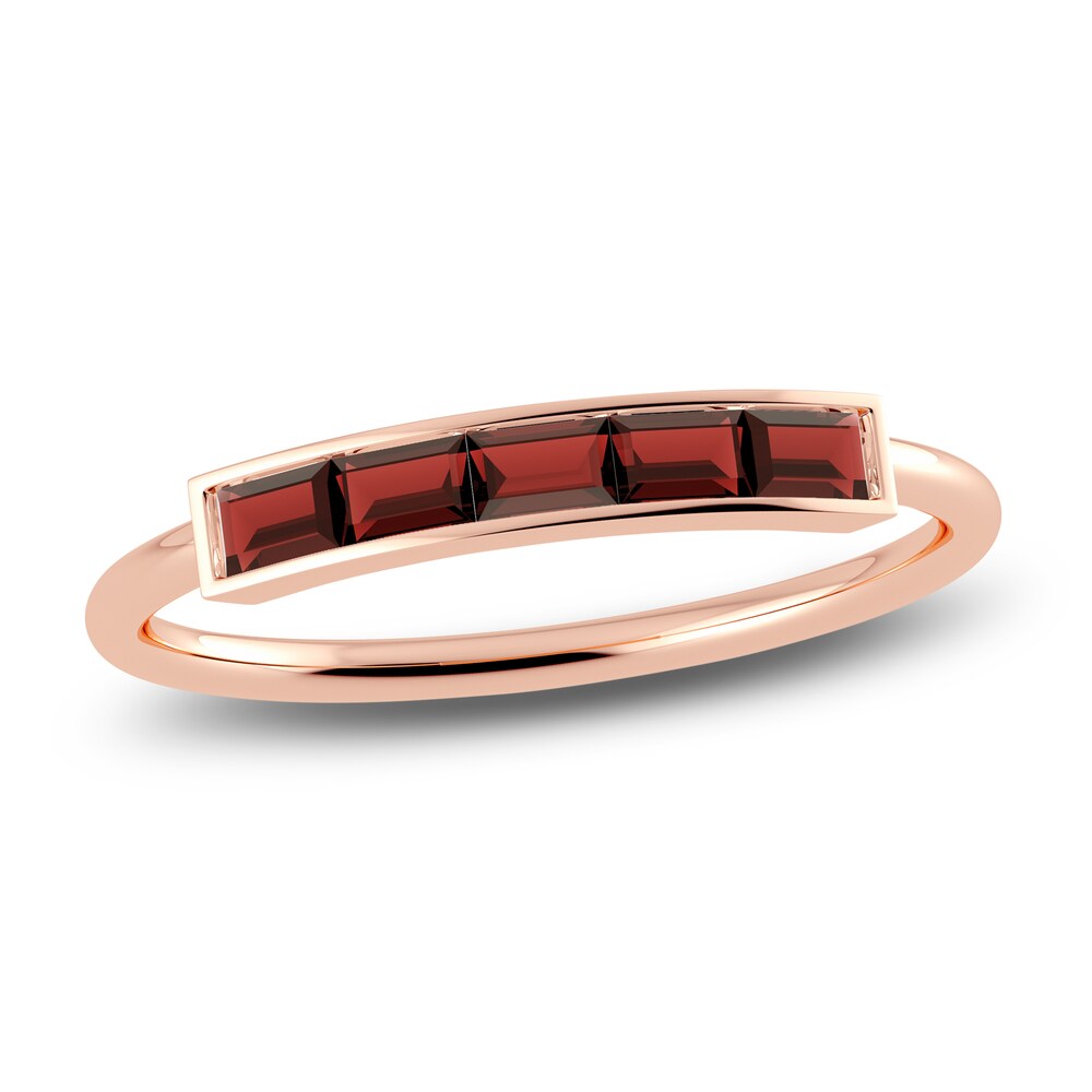 Juliette Maison Natural Garnet Baguette Bar Ring 10K Rose Gold WDf6I9pJ