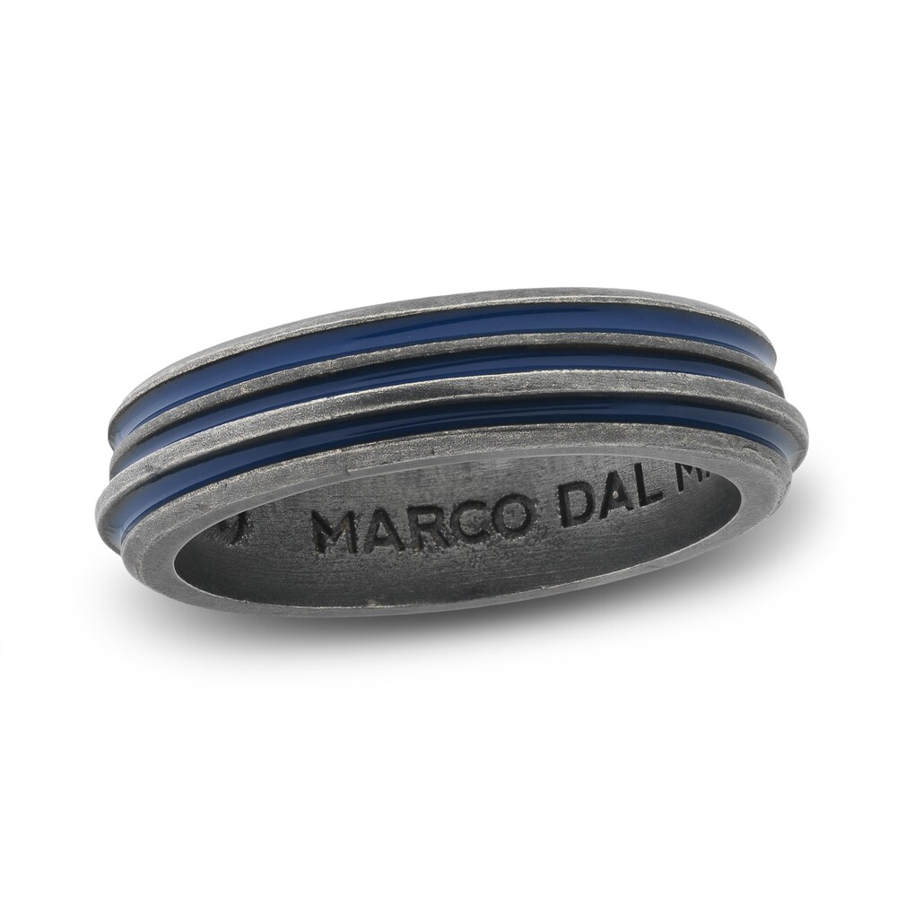Marco Dal Maso Men's Acies Thin Ring Blue Enamel Sterling Silver WEQwlKUQ