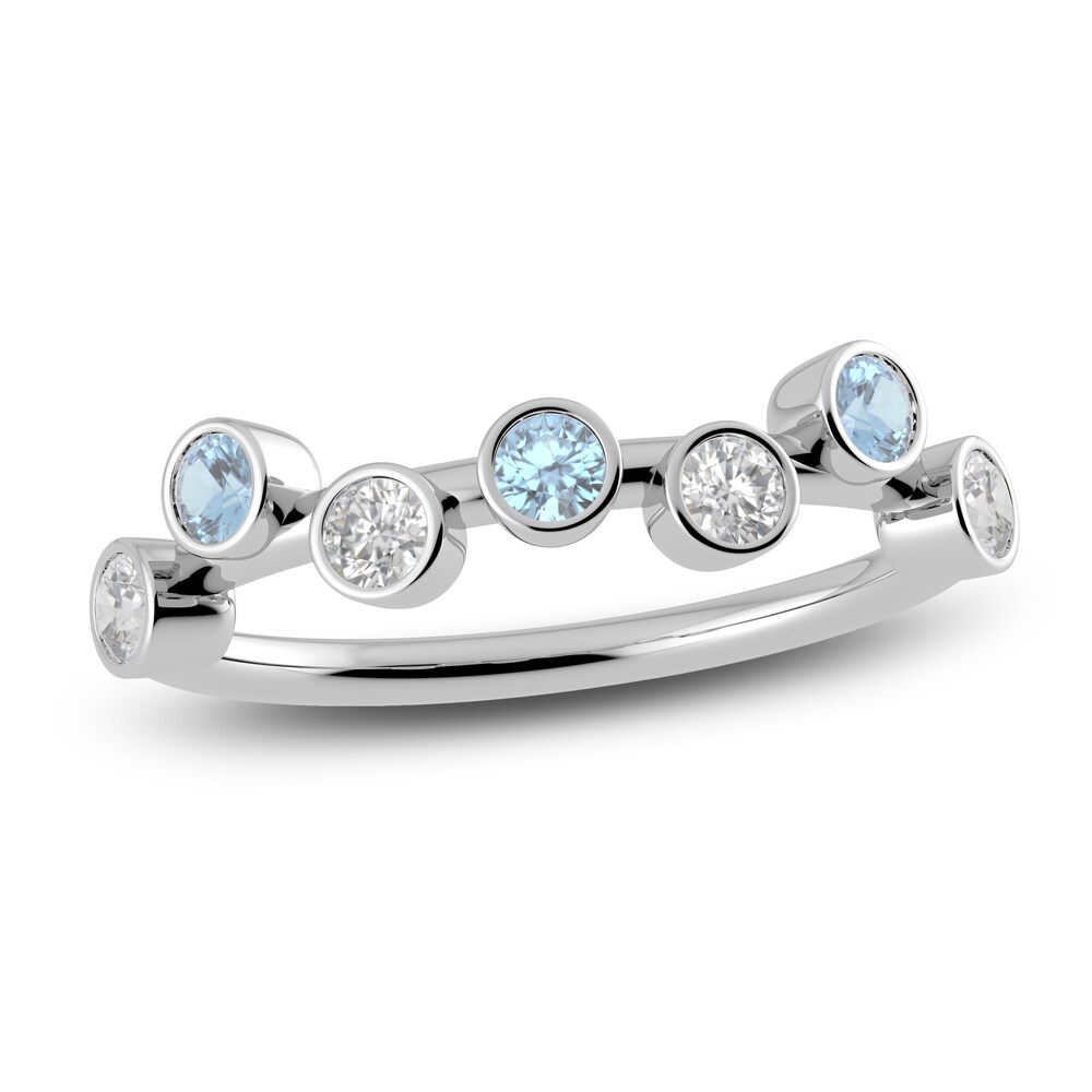 Juliette Maison Natural Aquamarine & Natural White Sapphire Ring 10K White Gold WLRe9SxA