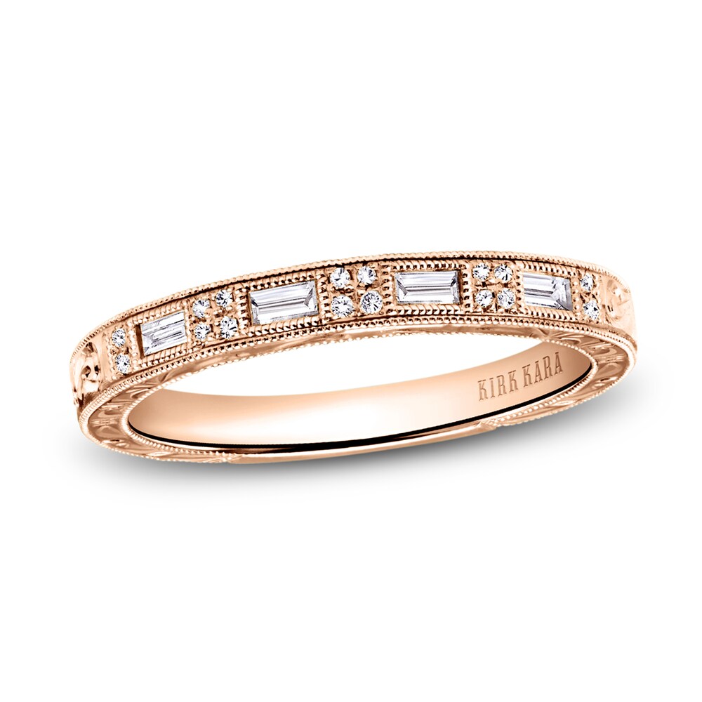 Kirk Kara Engraved Diamond Wedding Band 1/8 ct tw Baguette/Round 14K Rose Gold WLcGoQ3y