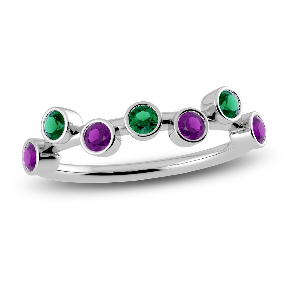 Juliette Maison Natural Emerald & Natural Amethyst Ring 10K White Gold WMI8CmZy