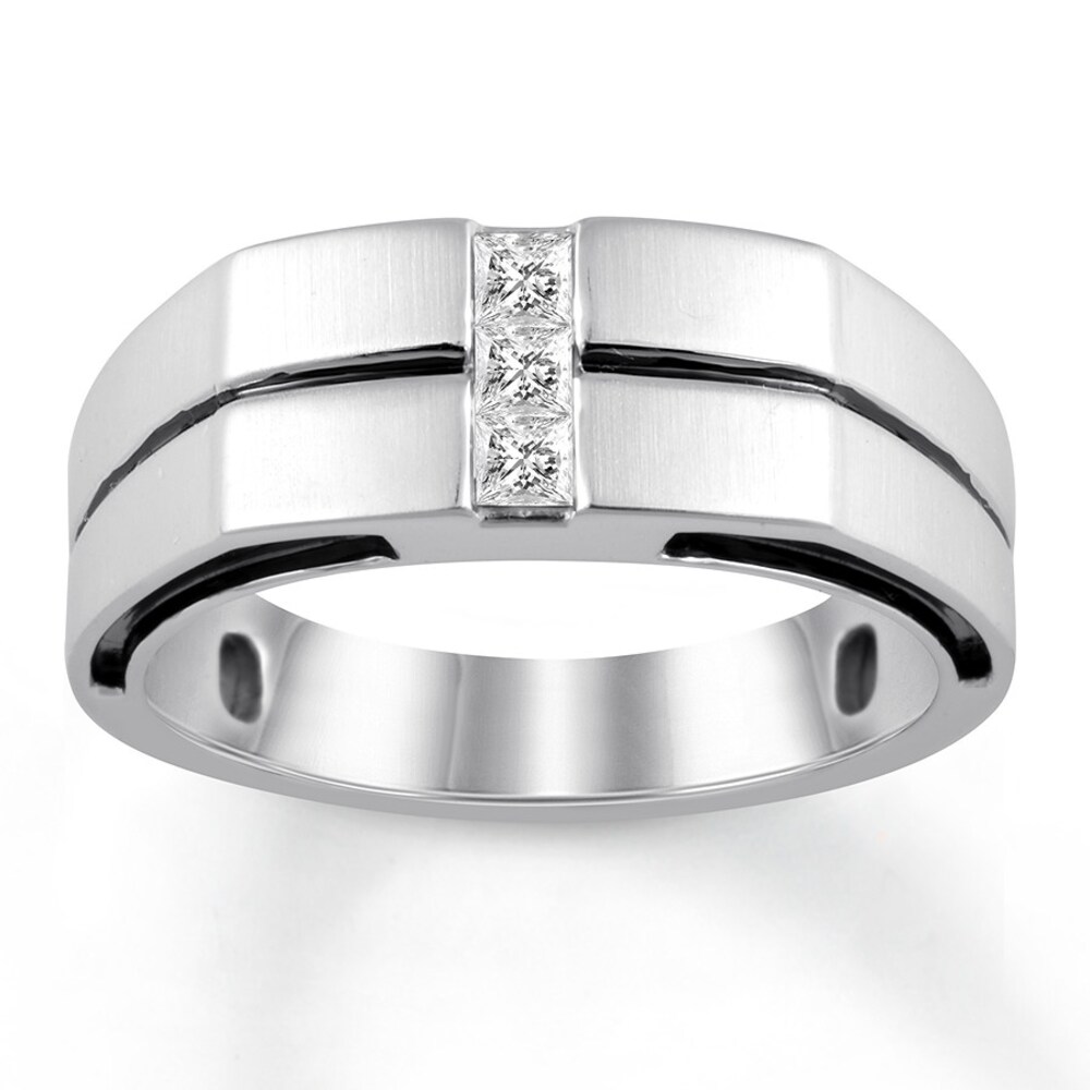 Men's Diamond Ring 1/3 ct tw Princess-cut 14K White Gold WPR8PA0B