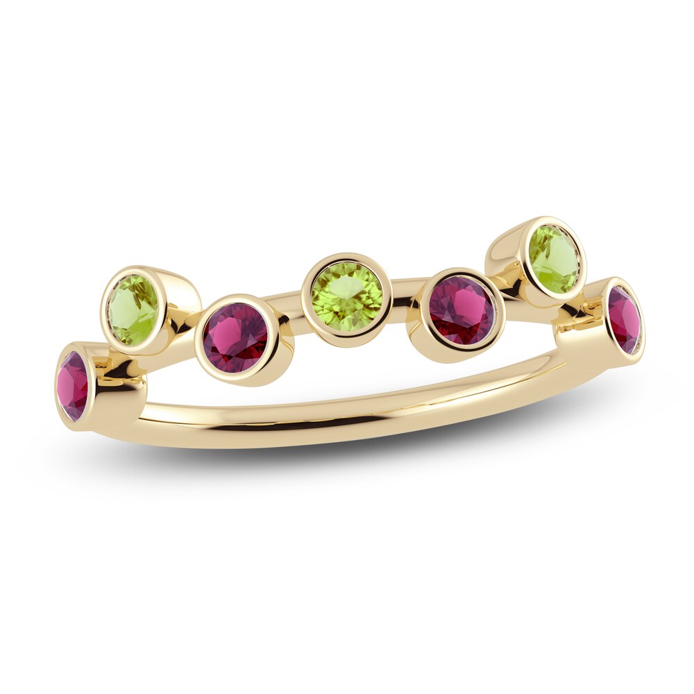 Juliette Maison Natural Peridot & Natural Rhodolite Garnet Ring 10K Yellow Gold WRRZMThF