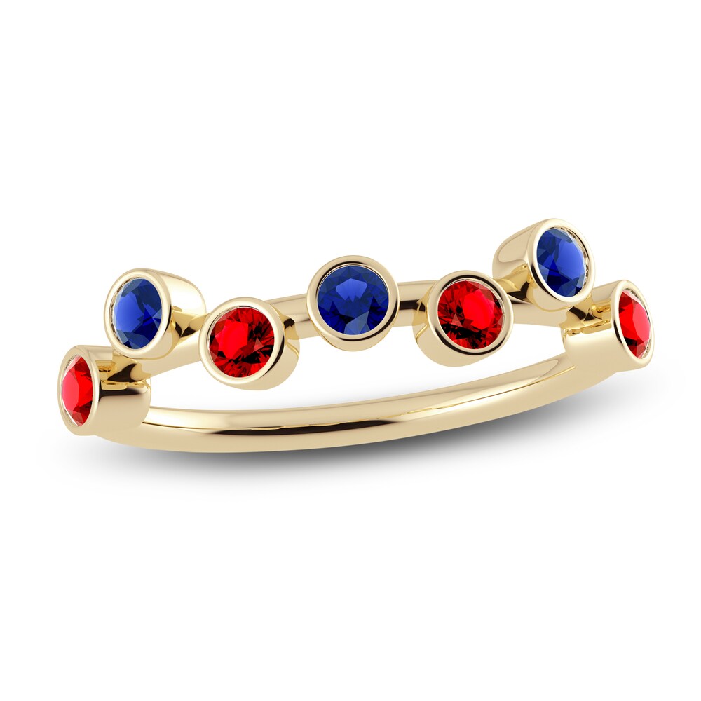 Juliette Maison Natural Ruby & Natural Blue Sapphire Ring 10K Yellow Gold WX7U9QRC