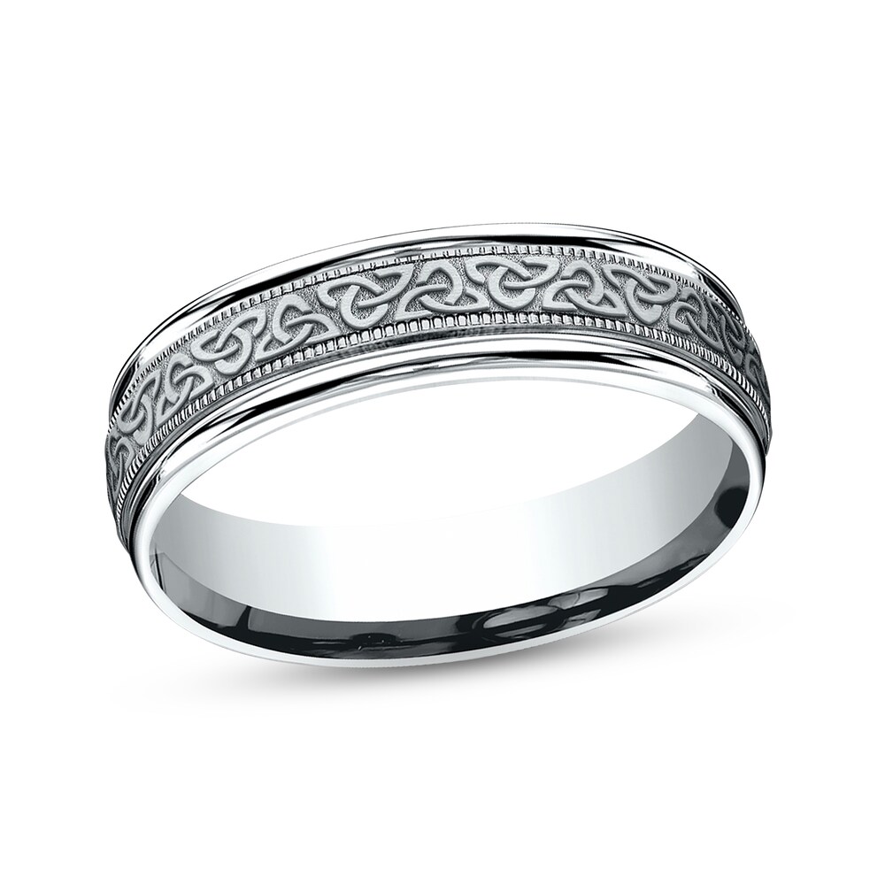 Celtic Wedding Band 10K White Gold 6mm WYNeoxBl