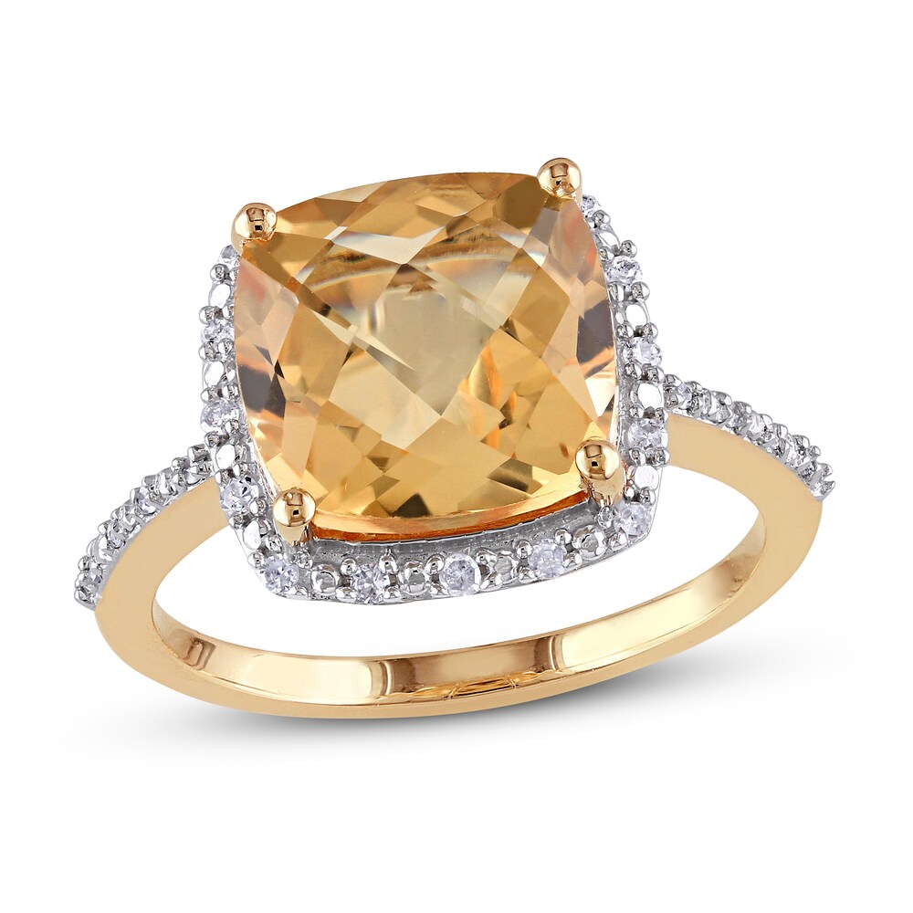 Natural Citrine Ring 1/10 ct tw Diamonds 10K Yellow Gold WaLLN8eG