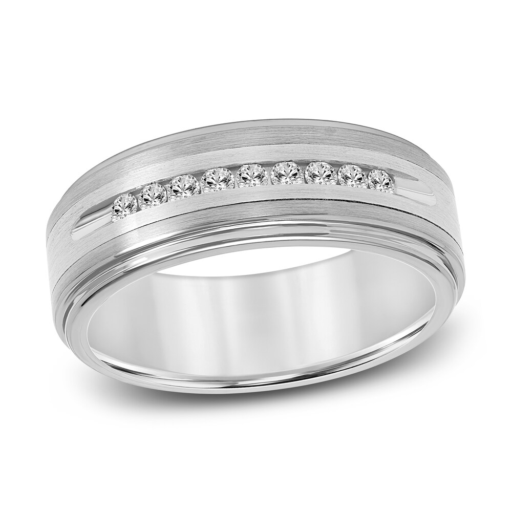 Diamond Wedding Band 1/4 ct tw Round Gray Tungsten WeD9P8OL